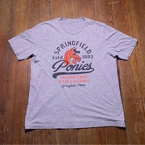 Springfield Ponies Baseball T Shirt Gray Eastern League Retro Graphic Tee